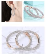 925 Silver 34mm 18K Gold Circle Hoop Earrings – Fashion Wedding Jewelry for Women