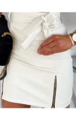 Trendy Belt Hem Zip Skirt for Casual Fashion
