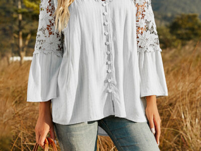 Deep V-Neck Chiffon Blouse