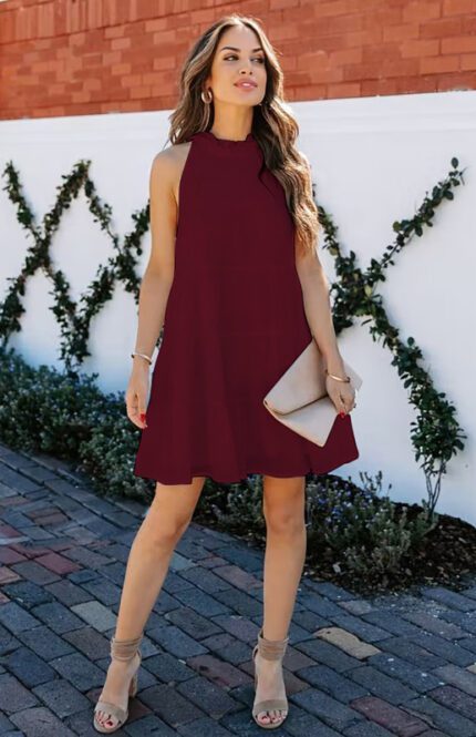 Sleeveless Solid Color Loose Dress