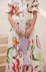 V-neck Slim Fit Chiffon Print Maxi Dress