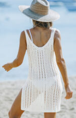 Women’s Hollow Out Crochet Cover Up Beach Dress with Slits