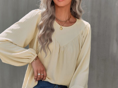 Casual Loose Round Neck Solid Color Pullover Shirt