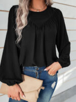Casual Loose Round Neck Solid Color Pullover Shirt