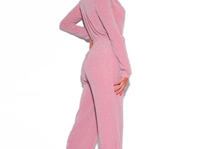 Sensual Wide-Leg Plunging V-Neck Long-Sleeve Jumpsuit