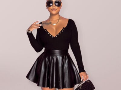 Chic High-Waist Swing Faux Leather Mini Skirt for Women