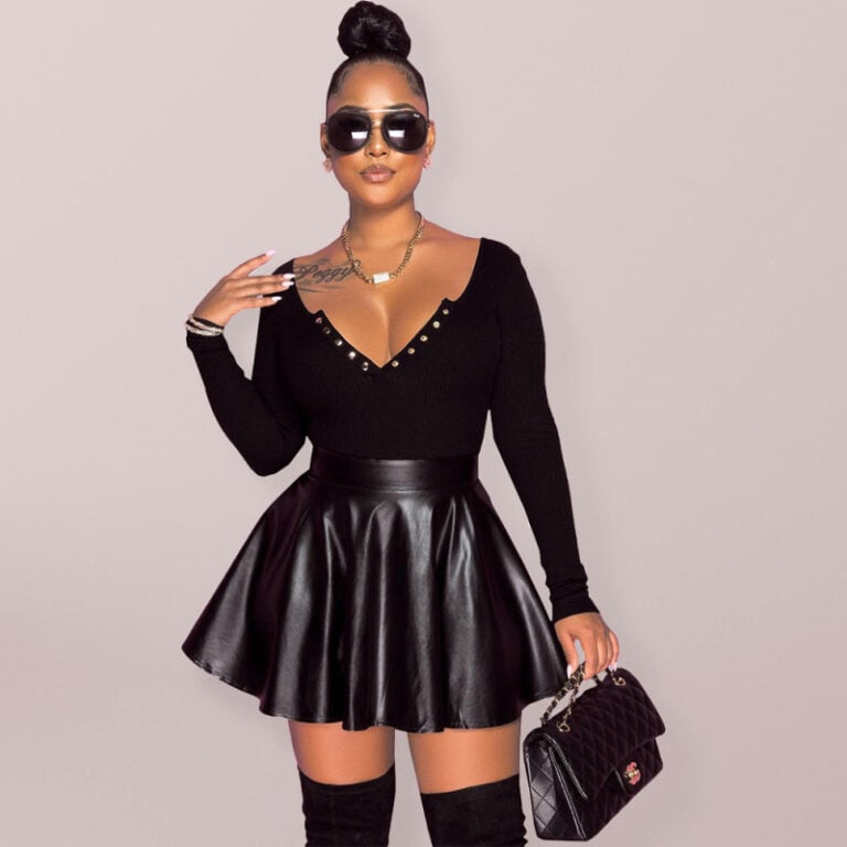 Chic High-Waist Swing Faux Leather Mini Skirt for Women