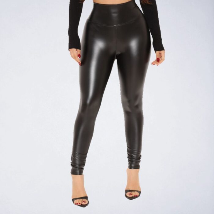 Chic Motorcycle Skinny Leather Pants- High-Elastic, Slim Fit