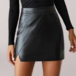 Chic High-Waist Irregular PU Leather Skirt for Casual Fashion