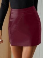 Chic High-Waist Irregular PU Leather Skirt for Casual Fashion