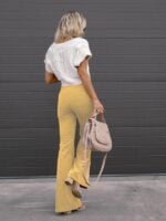 Solid Color High Waist Slim Flared Pants Corduroy High Waist Casual Pants