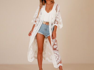 Lace Mesh Cardigan- Elegant Beach Cover-Up