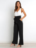 Solid Color Casual All-Matching Belted Wide-Leg Trousers