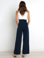 Solid Color Casual All-Matching Belted Wide-Leg Trousers