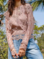 Elegantly Long Sleeve Lace Top with a Touch of Allure