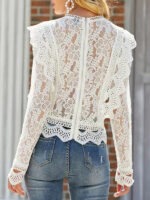 Elegantly Long Sleeve Lace Top with a Touch of Allure