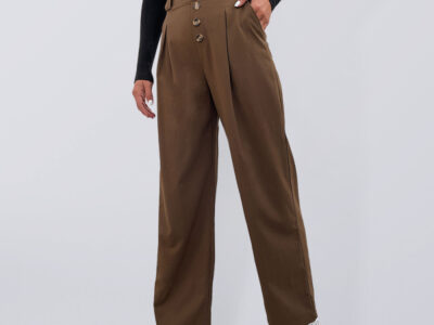 Effortlessly Stylish Button-Up Wide-Leg Trousers