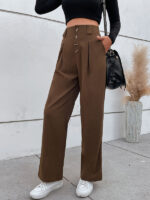 Effortlessly Stylish Button-Up Wide-Leg Trousers