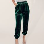 Women’s Solid Color Elastic Waist Casual Trousers