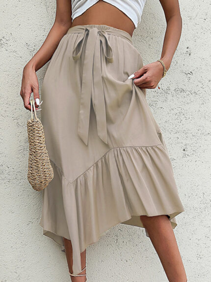 Irregular Mid-Length Skirt with Artful Splicing