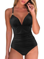 Conservative Backless Halter One-Piece Swimsuit