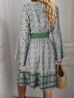 Bohemian Elegance V-Neck Long Sleeve Maxi Dress