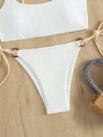 Stylish Solid Color Bikini Set with Hoop Detail