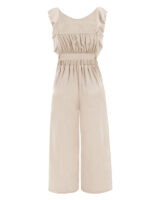 Sleeveless Tie Jumpsuit with Ruffle Lace Details