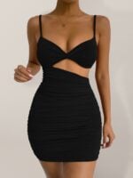 Solid Color Sexy Open Waist Camisole Dress