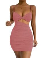 Solid Color Sexy Open Waist Camisole Dress