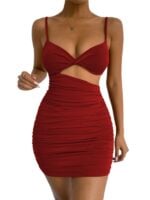 Solid Color Sexy Open Waist Camisole Dress