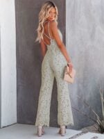 Elegant Lace Jumpsuit with Mid Waist and Smooth Lining