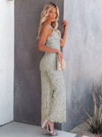 Elegant Lace Jumpsuit with Mid Waist and Smooth Lining