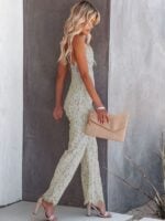 Elegant Lace Jumpsuit with Mid Waist and Smooth Lining