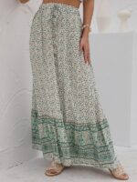 Women’s Latest High Waist Printed Breasted Button Slit Skirt