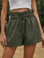 Stylish High-Waisted Lace-Up Wide Leg Shorts for Women