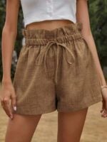 Stylish High-Waisted Lace-Up Wide Leg Shorts for Women