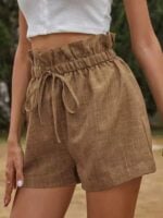 Stylish High-Waisted Lace-Up Wide Leg Shorts for Women