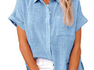 Casual Loose Lapel Short-Sleeved Shirt | Woven Style Blouse