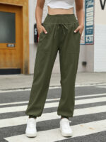 High-Waisted Woven Pants with Elastic Waist