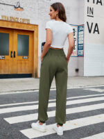 High-Waisted Woven Pants with Elastic Waist