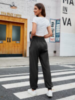 High-Waisted Woven Pants with Elastic Waist