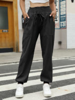 High-Waisted Woven Pants with Elastic Waist