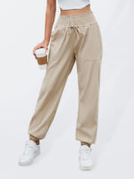 High-Waisted Woven Pants with Elastic Waist