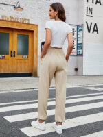 High-Waisted Woven Pants with Elastic Waist