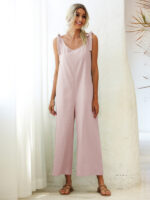 Loose Woven Strap Straight Overalls