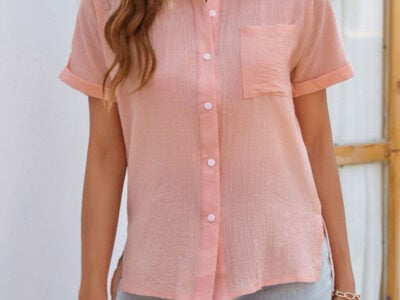 Cotton and Linen Side Slit Pocket Shirt