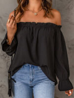 Sexy Off-Shoulder Chiffon Shirt | Solid Color Pullover