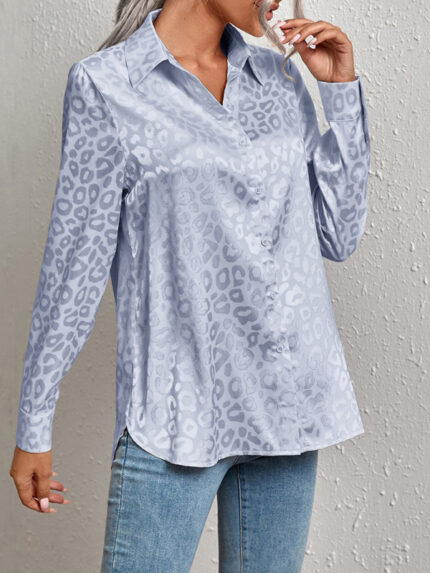 Leopard Jacquard Open Button Shirt