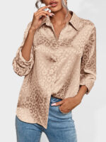 Leopard Jacquard Open Button Shirt